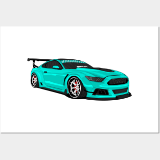 MUSTANG WIDEBODY TURQUOISE Posters and Art